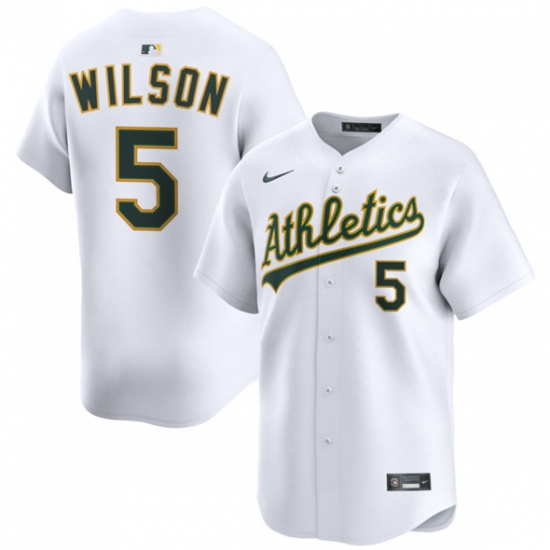 Personalized Men’s Oakland Athletics #5 Jacob Wilson White 2024 Home Limited Stitched Jersey