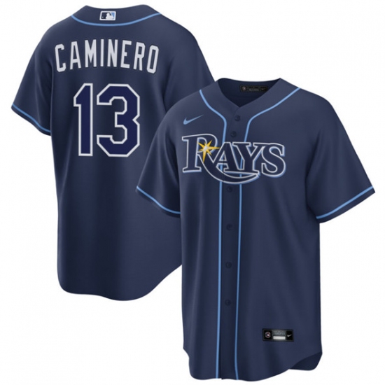 Personalized Men’s Tampa Bay Rays #13 Junior Caminero Navy Cool Base Stitched Baseball Jersey