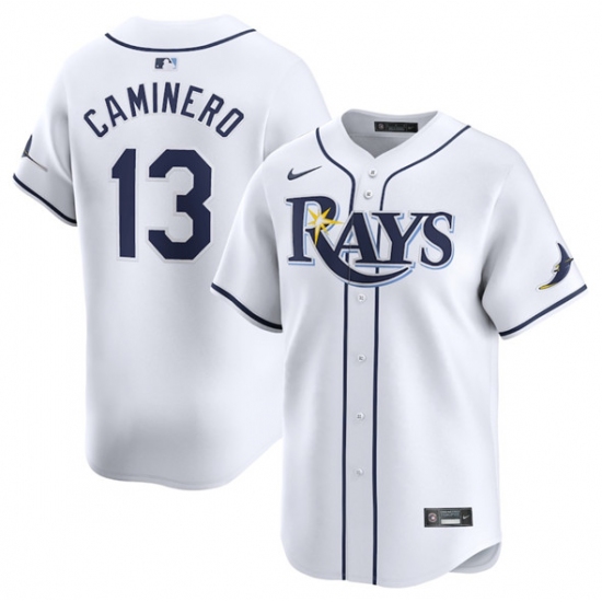 Personalized Men’s Tampa Bay Rays #13 Junior Caminero White 2024 Home Limited Stitched Baseball Jersey