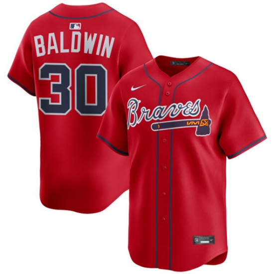Personalized Men’s Atlanta Braves #30 Drake Baldwin Red 2025 Alternate Limited Stitched Baseball Jersey