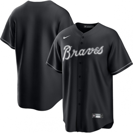 Personalized Men’s Atlanta Braves Blank Black Lights Out Limited Stitched Baseball Jersey