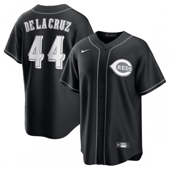 Personalized Men’s Cincinnati Reds #44 Elly De La Cruz Black Lights Out Limited Stitched Baseball Jersey