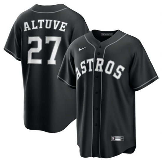 Personalized Men’s Houston Astros #27 Jose Altuve Black Lights Out Limited Stitched Baseball Jersey