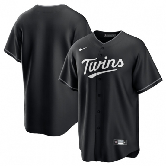 Personalized Men’s Minnesota Twins Blank Black Lights Out Limited Stitched Baseball Jersey