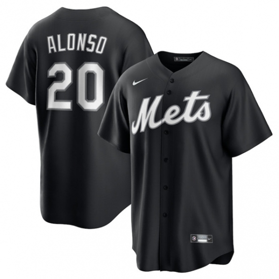 Personalized Men’s New York Mets #20 Pete Alonso Black Lights Out Limited Stitched Baseball Jersey
