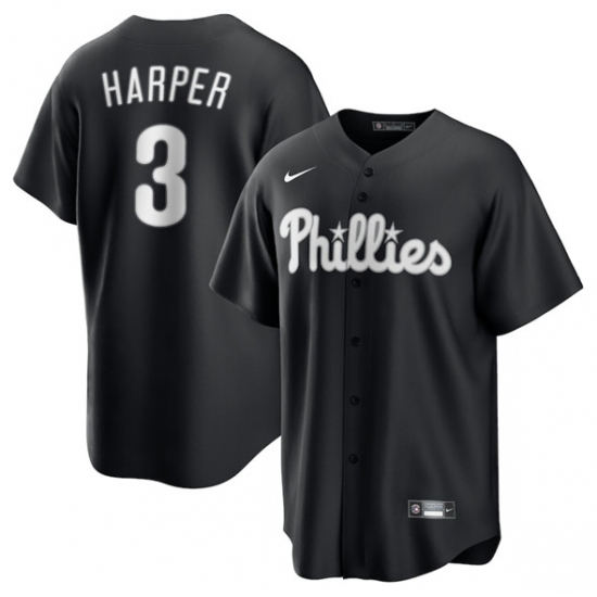 Personalized Men’s Philadelphia Phillies #3 Bryce Harper Black Lights Out Limited Stitched Baseball Jersey