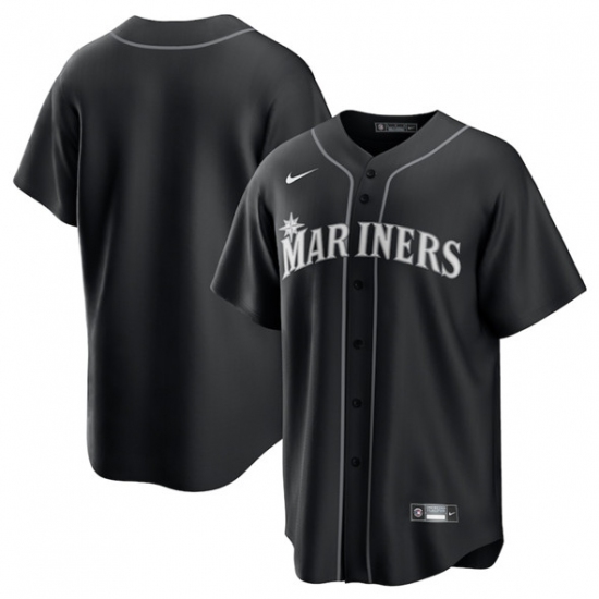 Personalized Men’s Seattle Mariners Blank Black Lights Out Limited Stitched Baseball Jersey