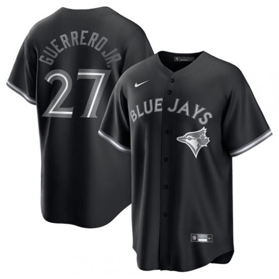 Personalized Men’s Toronto Blue Jays #27 Vladimir Guerrero Jr. Black Lights Out Limited Stitched Jersey