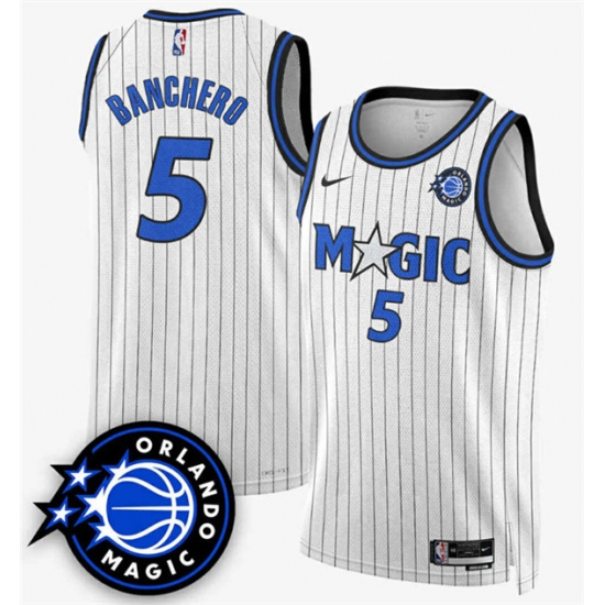 Personalized Men’s Orlando Magic #5 Paolo Banchero White 2025 New Generation of Magic Stitched Basketball Jersey