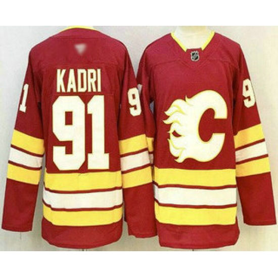 Personalized Men’s Calgary Flames #91 Nazem Kadri Red Authentic Jersey