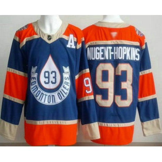 Personalized Men’s Edmonton Oilers #93 Ryan Nugent Hopkins Blue Heritage Classic Authentic Jersey