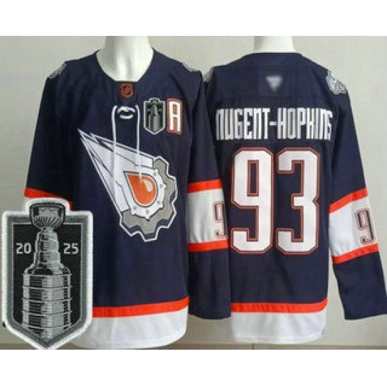 Personalized Men’s Edmonton Oilers #93 Ryan Nugent Hopkins Navy Alternate 2025 Stanley Cup Final Authentic Jersey