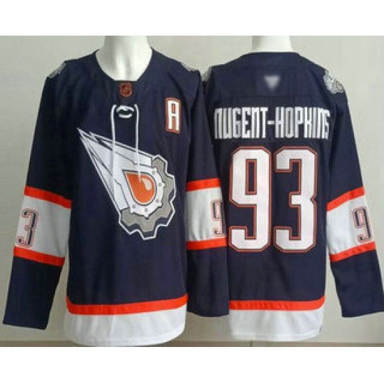 Personalized Men’s Edmonton Oilers #93 Ryan Nugent Hopkins Navy Alternate Authentic Jersey