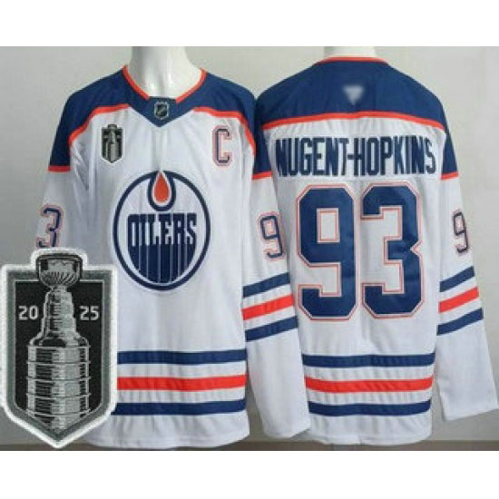 Personalized Men’s Edmonton Oilers #93 Ryan Nugent Hopkins White 2025 Stanley Cup Final Authentic Jersey