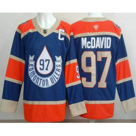Personalized Men’s Edmonton Oilers #97 Connor McDavid Blue Heritage Classic Authentic Jersey