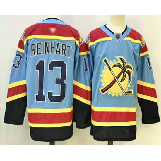 Personalized Men’s Florida Panthers #13 Sam Reinhart Blue Reverse Retro Stitched Authentic Jersey