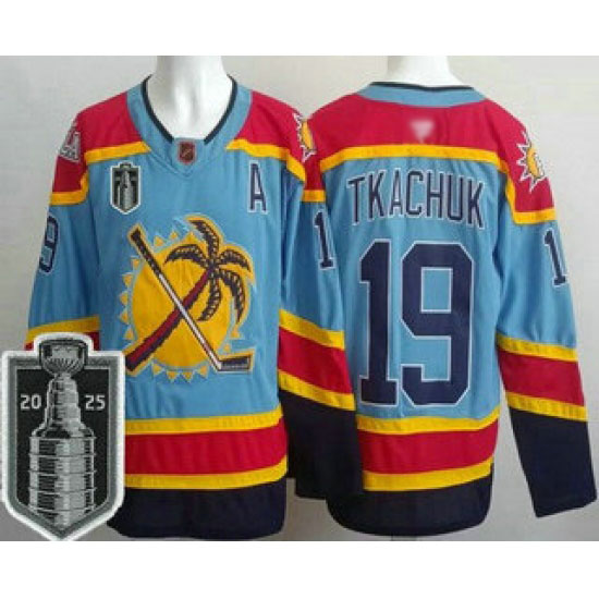 Personalized Men’s Florida Panthers #19 Matthew Tkachuk Blue 2025 Stanley Cup Final Authentic Jersey