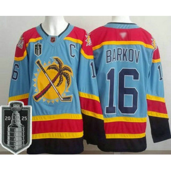 Personalized Men’s Florida Panthers #16 Aleksander Barkov Blue 2025 Stanley Cup Final Authentic Jersey