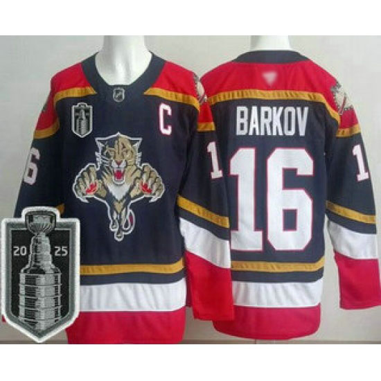 Personalized Men’s Florida Panthers #16 Aleksander Barkov Navy 2025 Stanley Cup Final Authentic Jersey