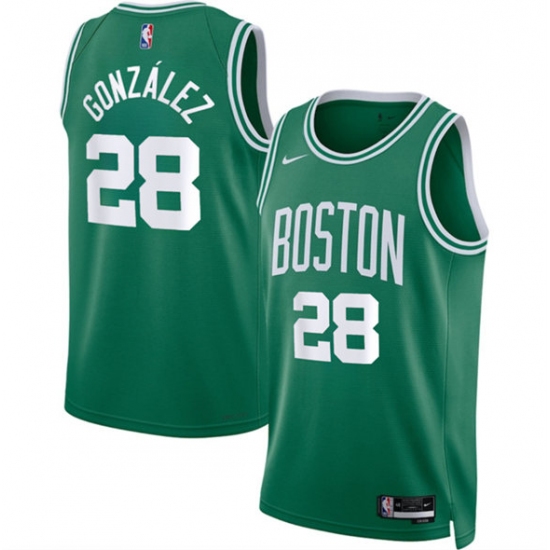 Personalized Men’s Boston Celtics #28 Hugo Gonzalez Kelly Green 2024 Draft Icon Edition Stitched Basketball Jersey