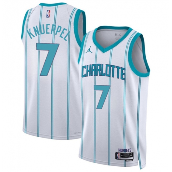 Personalized Men’s Charlotte Hornets #7 Kon Knueppel White 2025 Draft Association Edition Stitched Basketball Jersey