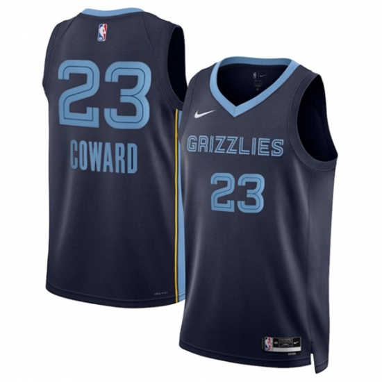 Personalized Men’s Memphis Grizzlies #23 Cedric Coward Navy 2025 Draft Icon Edition Stitched Jersey
