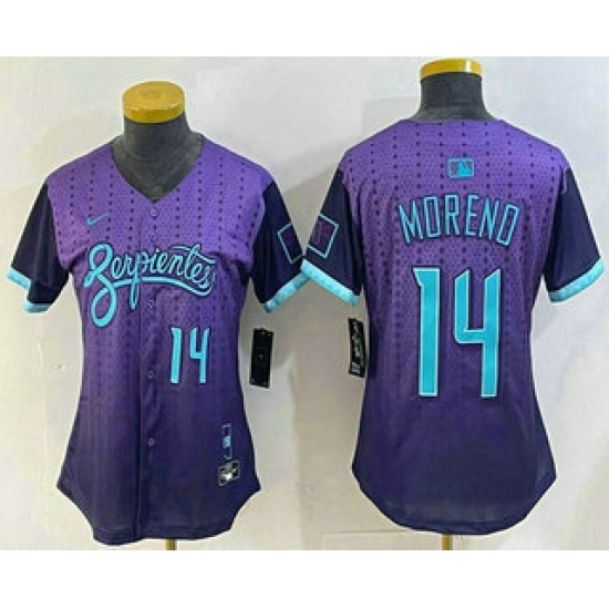 Personalized Women’s Arizona Diamondbacks #14 Gabriel Moreno Number Purple 2025 City Connect Limited Jersey
