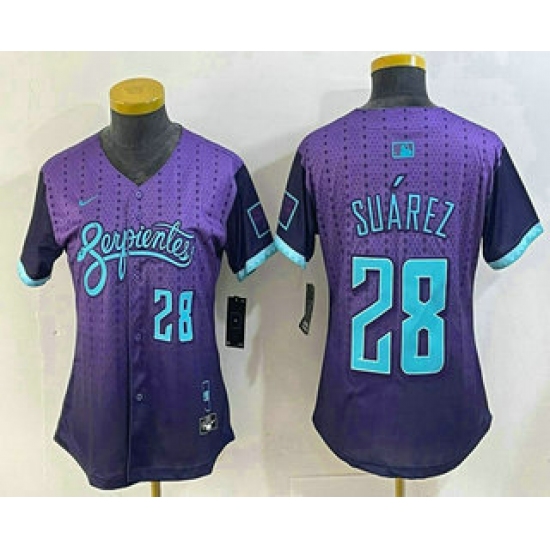 Personalized Women’s Arizona Diamondbacks #28 Eugenio Suarez Number Purple 2025 City Connect Limited Jersey