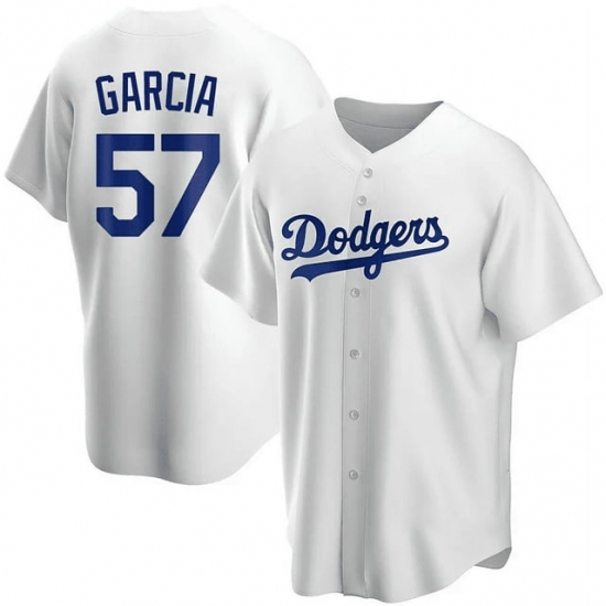 Personalized Men’s Los Angeles Dodgers #57 Luis Garcia White Cool Base Stitched Baseball Jersey1