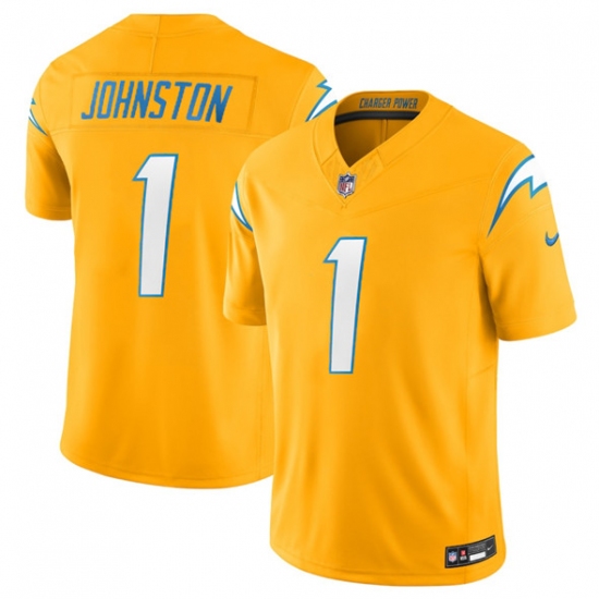 Personalized Men’s Los Angeles Chargers #1 Quentin Johnston Gold 2025 F.U.S.E. Alternate Limited Football Stitched Jersey