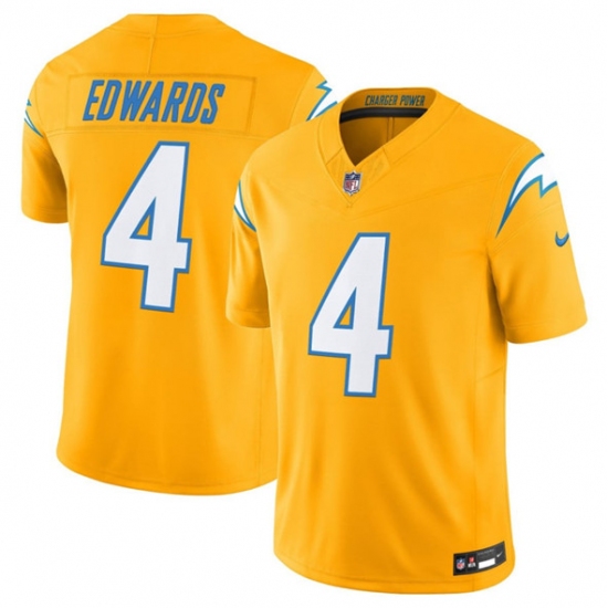 Personalized Men’s Los Angeles Chargers #4 Taylor Heinicke Gold 2025 F.U.S.E. Alternate Limited Football Stitched Jersey