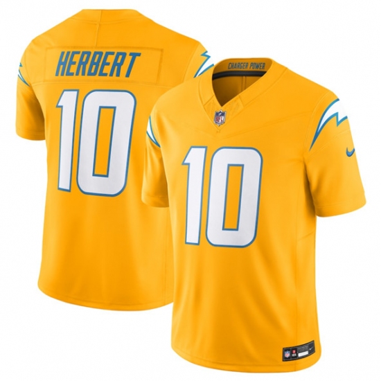 Personalized Men’s Los Angeles Chargers #10 Justin Herbert Gold 2025 F.U.S.E. Alternate Limited Football Stitched Jersey