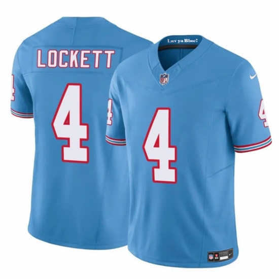 Personalized Men’s Tennessee Titans #4 Tyler Lockett Blue 2025 F.U.S.E. Throwback Limited Football Stitched Jersey