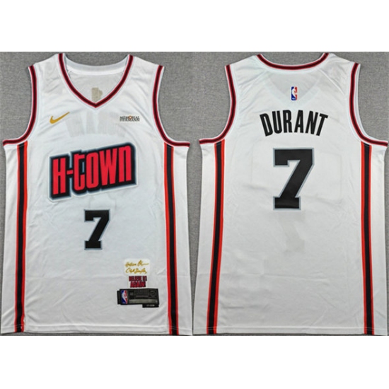 Personalized Men’s Houston Rockets #7 Kevin Durant White 2024-25 City Edition Stitched Jersey