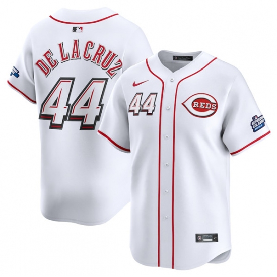 Personalized Men’s Cincinnati Reds #44 Elly De La Cruz White 2025 Speedway Classic Home Limited Stitched Baseball Jersey