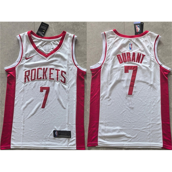 Personalized Men’s Houston Rockets #7 Kevin Durant White 2025 Association Edition Stitched Jersey