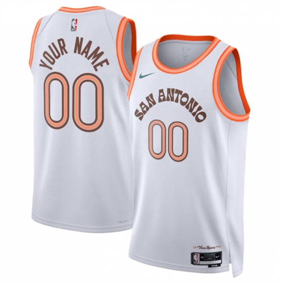 Personalized Men’s San Antonio Spurs Active Player White 2023-24 City Edition Stitched Basketball Jersey