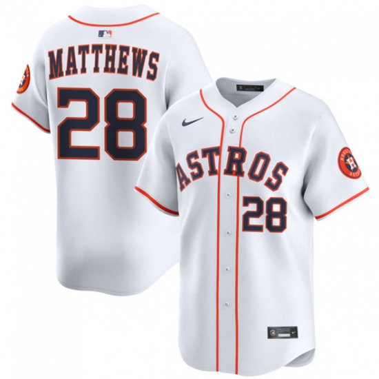 Personalized Men’s Houston Astros #28 Brice Matthews White 2025 Home Limited Stitched Baseball Jersey