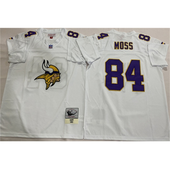 Personalized Men’s Minnesota Vikings #84 Randy Moss White Throwback Football Stitched Jersey