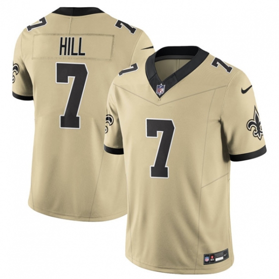 Personalized Men’s New Orleans Saints #7 Taysom Hill Gold 2025 F.U.S.E. Alternate Limited Football Stitched Jersey