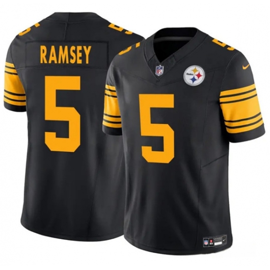 Personalized Men’s Pittsburgh Steelers #5 Jalen Ramsey Black 2025 F.U.S.E. Color Rush Limited Football Stitched Jersey