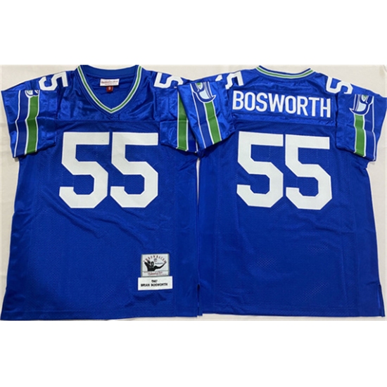 Personalized Men’s Seattle Seahawks #55 Brian Bosworth Royal Throwback Football Stitched Jersey