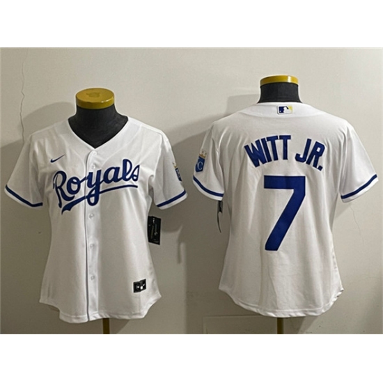 Personalized Youth Kansas City Royals #7 Bobby Witt Jr. White Cool Base Stitched Baseball Jersey