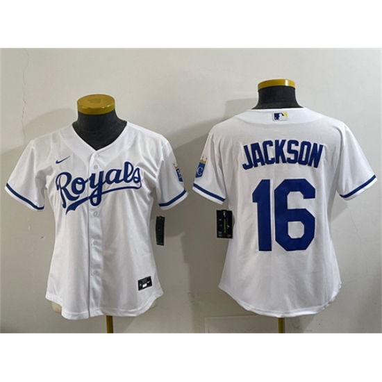 Personalized Youth Kansas City Royals #16 Bo Jackson White Cool Base Stitched Baseball Jersey