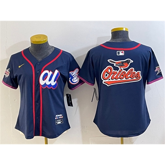 Personalized Women’s American League Baltimore Orioles Team Big Logo Navy 2025 All-Star Edition Limited Stitched Baseball Jersey(Run Small)