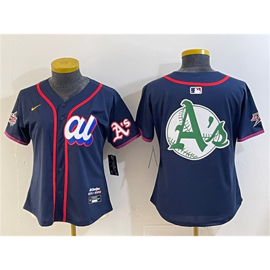 Personalized Women’s American League Oakland Athletics Team Big Logo Navy 2025 All-Star Edition Limited Stitched Baseball Jersey(Run Small)