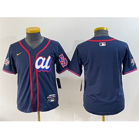 Personalized Women’s American League Seattle Mariners Blank Navy 2025 All-Star Edition Limited Stitched Baseball Jersey(Run Small)