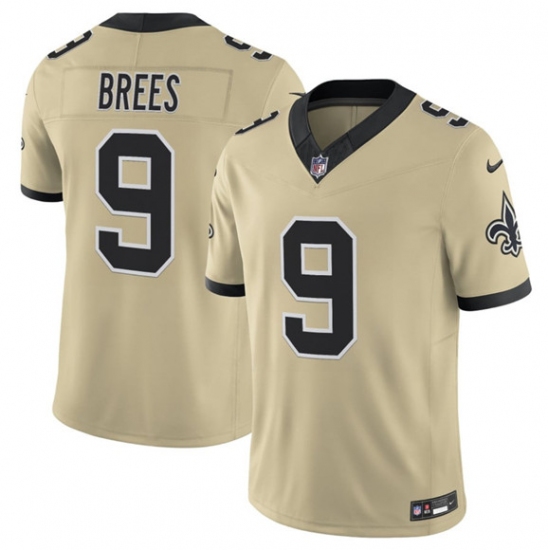 Personalized Men’s New Orleans Saints #9 Drew Brees Gold 2025 F.U.S.E. Alternate Limited Football Stitched Jersey