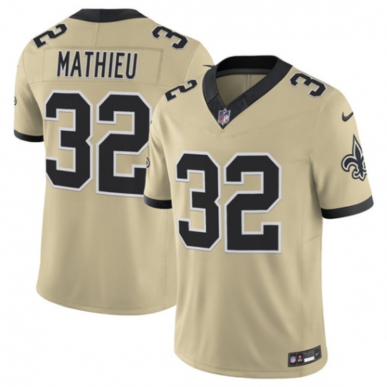 Personalized Men’s New Orleans Saints #32 Tyrann Mathieu Gold 2025 F.U.S.E. Alternate Limited Football Stitched Jersey
