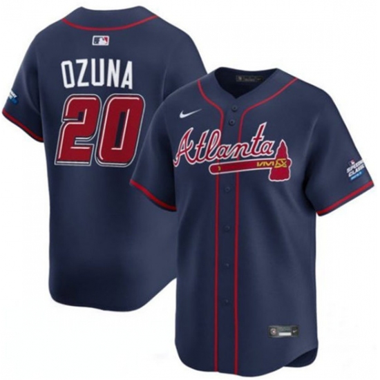 Personalized Men’s Atlanta Braves #20 Marcell Ozuna Navy 2025 Speedway Classic Alternate Limited Stitched Baseball Jersey